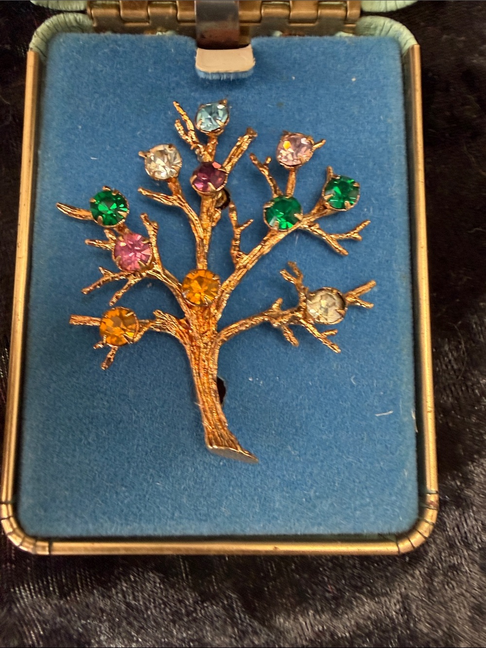 Gold-Tone Multicolor Crystal Tree Brooch - Multicolor